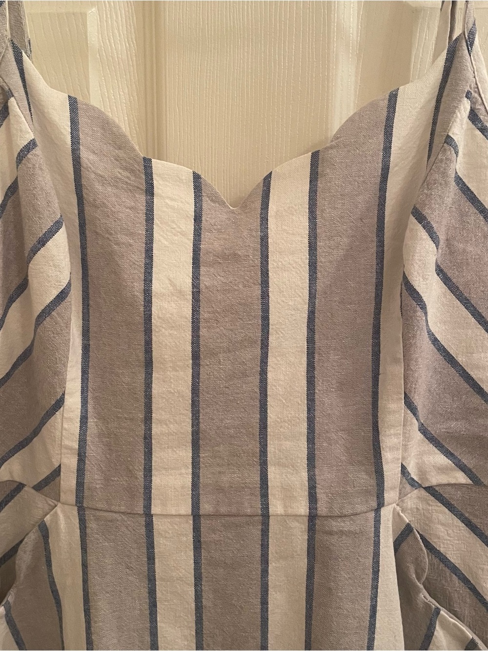 Stitch Fix Market & Spruce Sleeveless Linen Blend Striped Scalloped Dress - Picture 2 of 7